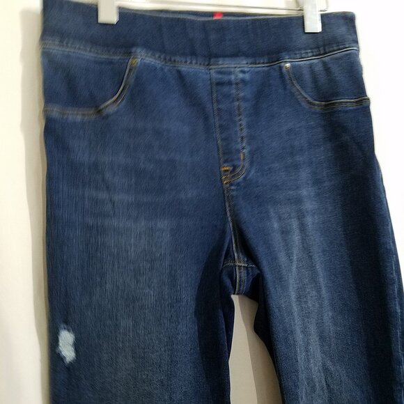 Spanx Women’s High-Rise Distressed Stretch Ankle Skinny Jeans - Dark Wash - Size - Picture 6 of 16